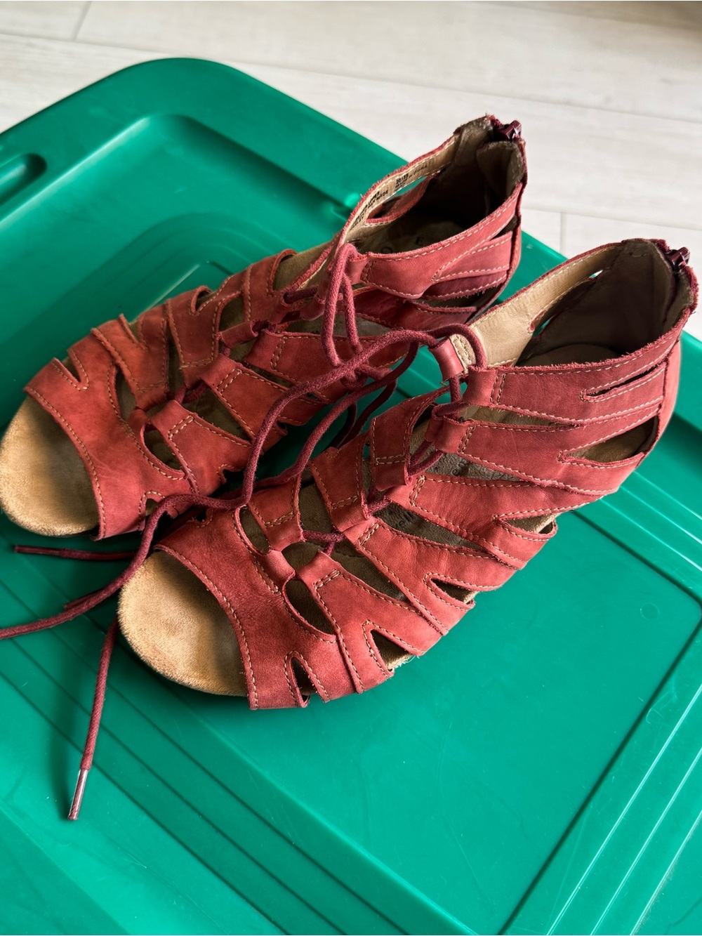 Earth Origins Brick Red Lace-Up “Harley” Gladiator Sandals